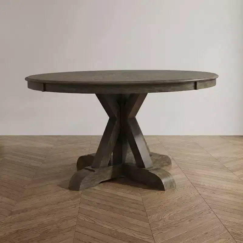 HOMES: Inside + Out Transitional Round Dining Table Light Oak