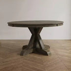 HOMES: Inside + Out Transitional Round Dining Table Light Oak