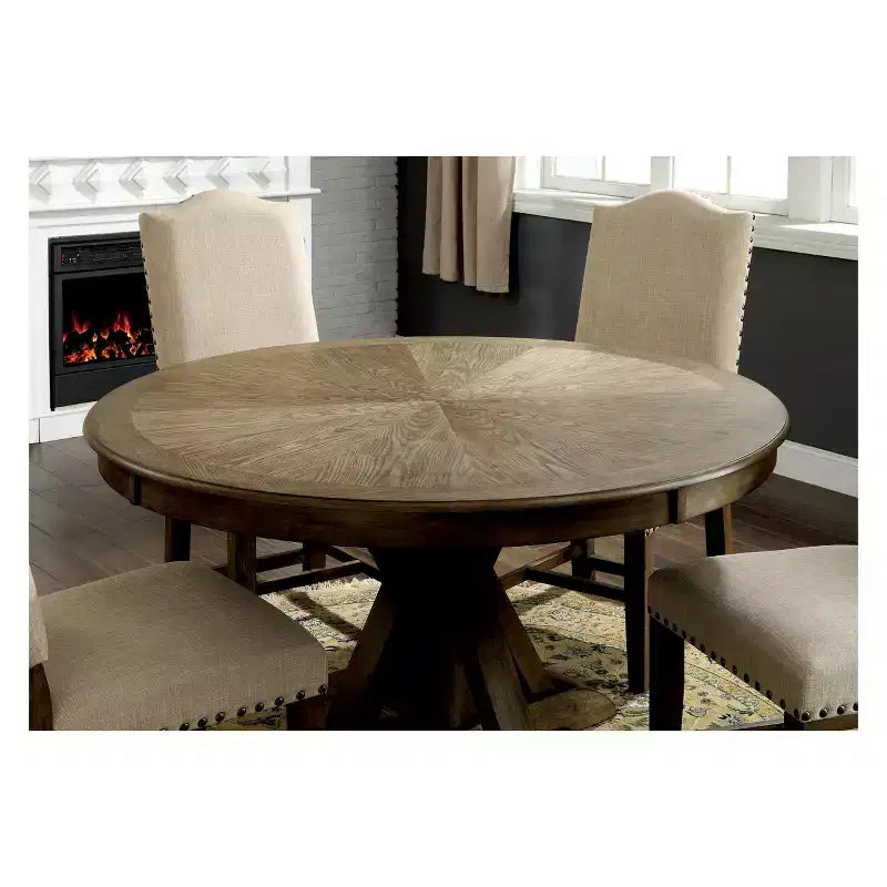 HOMES: Inside + Out Transitional Round Dining Table Light Oak