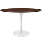 48" Lippa Oval Walnut Dining Table Walnut - Modway: Sleek Modern Pedestal, Seats 4