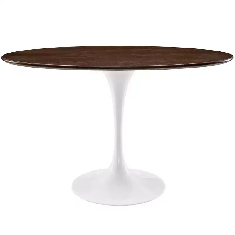 48" Oval Walnut Dining Table Walnut - : Sleek Modern Pedestal, Seats 4