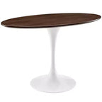 48" Oval Walnut Dining Table Walnut - : Sleek Modern Pedestal, Seats 4