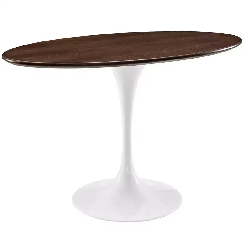 48" Oval Walnut Dining Table Walnut - : Sleek Modern Pedestal, Seats 4