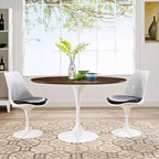 48" Oval Walnut Dining Table Walnut - : Sleek Modern Pedestal, Seats 4