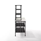 Kitchen Island and Hutch Matte Black - : Veneer Surface, Metal Frame, 6 Open Shelves