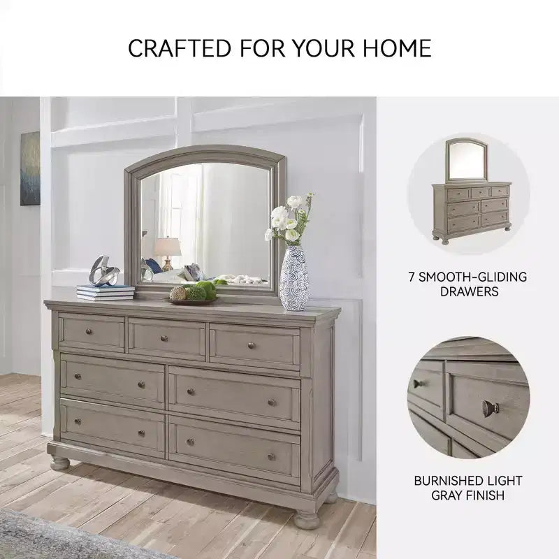 Dresser Light Gray - : Traditional 7-Drawer Storage
