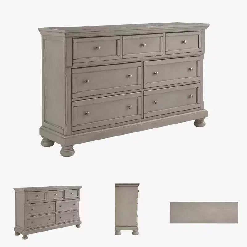 Dresser Light Gray - : Traditional 7-Drawer Storage