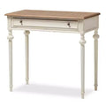 Baxton Studio Marquetterie French Provincial Weathered Oak Wash Writing Desk White: Mid-Century Style, Open Shelf Storage