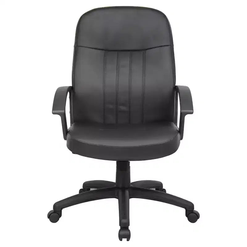 Executive Leather Budget Chair Black - : Swivel, Lumbar Support, 250lb Capacity