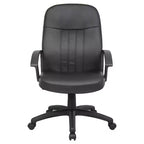 Executive Leather Budget Chair Black - : Swivel, Lumbar Support, 250lb Capacity