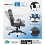 Executive Leather Budget Chair Black - : Swivel, Lumbar Support, 250lb Capacity