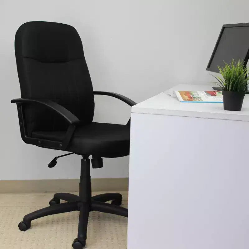 Mid Back Fabric Managers Chair Black - : Ergonomic, Swivel, Adjustable Height, Metal Frame