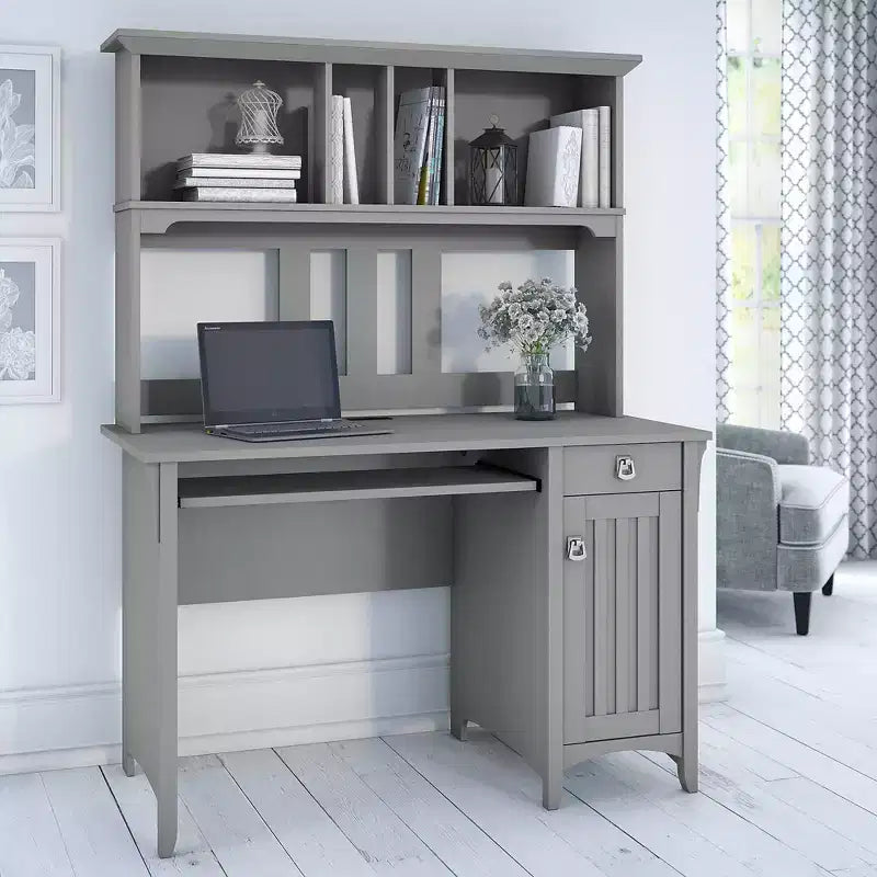 Computer Desk with Hutch Gray