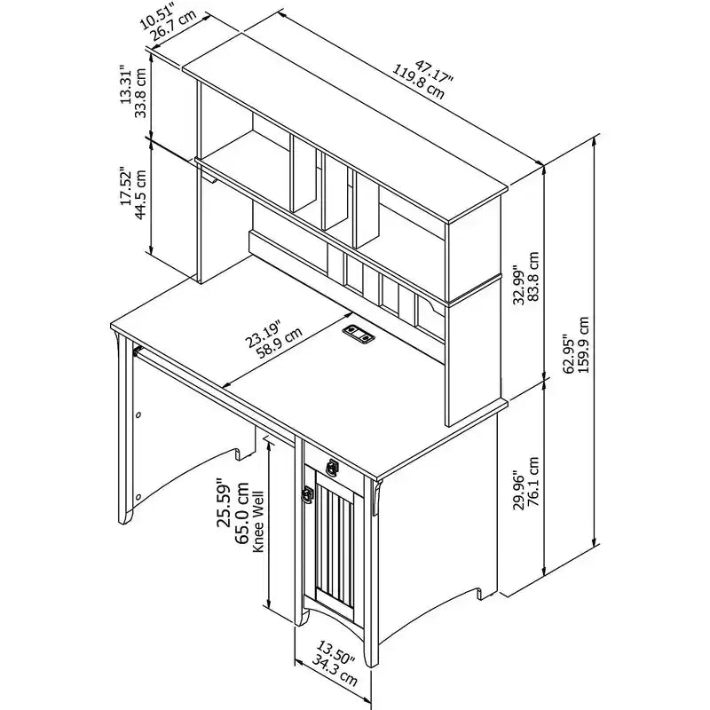 Computer Desk with Hutch Gray