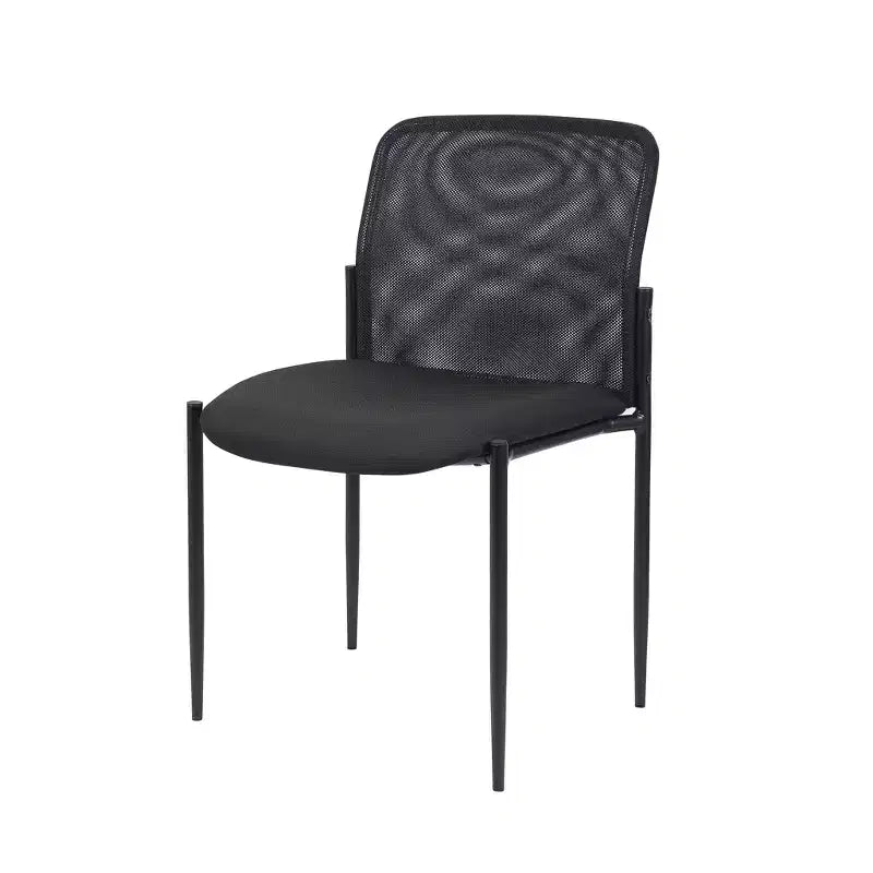 Mesh Guest Chair Black - : Armless, Stackable, Metal Frame