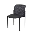 Mesh Guest Chair Black - : Armless, Stackable, Metal Frame