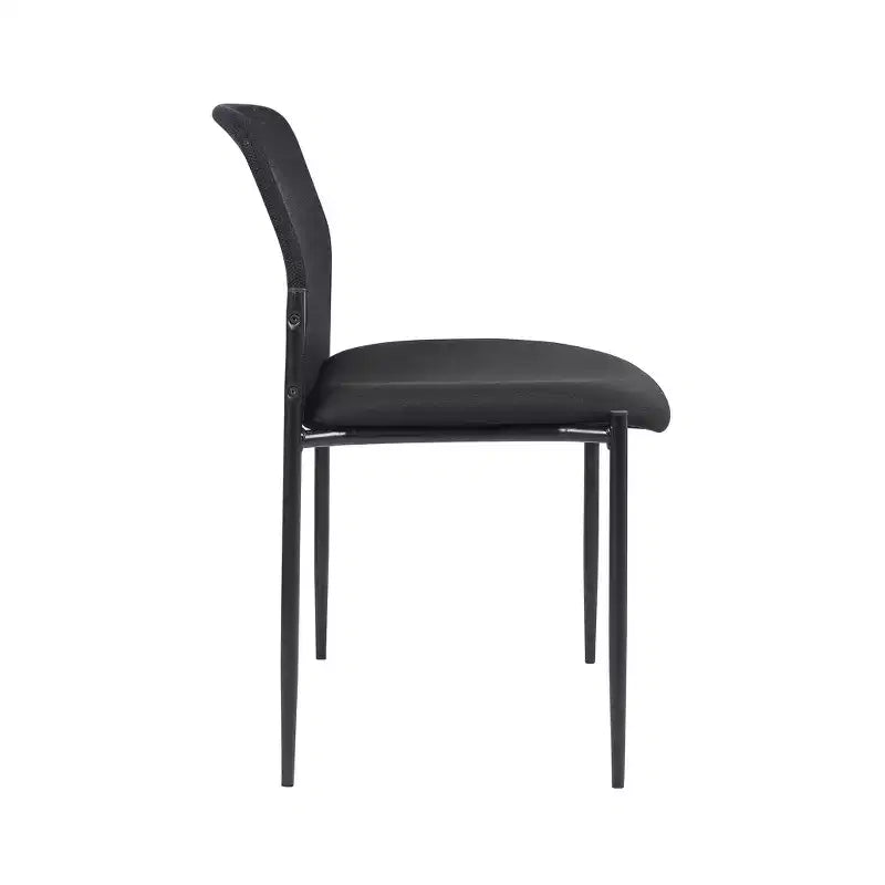 Mesh Guest Chair Black - : Armless, Stackable, Metal Frame