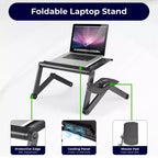 Adjustable Laptop Cooling Stand & Lap Desk Black - : Ergonomic, Aluminum, USB Ports