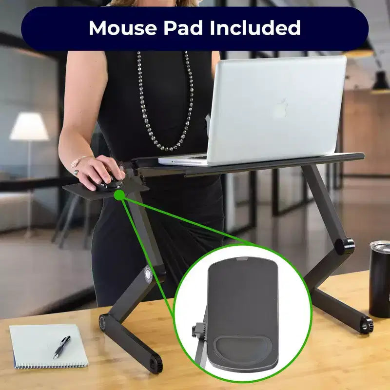 Adjustable Laptop Cooling Stand & Lap Desk Black - : Ergonomic, Aluminum, USB Ports