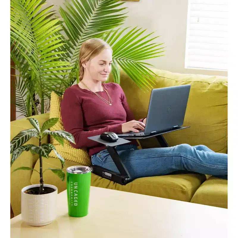 Adjustable Laptop Cooling Stand & Lap Desk Black - : Ergonomic, Aluminum, USB Ports