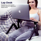 Adjustable Laptop Cooling Stand & Lap Desk Black - : Ergonomic, Aluminum, USB Ports