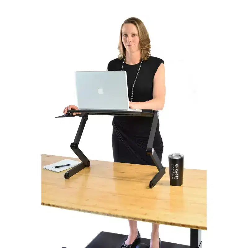 Adjustable Laptop Cooling Stand & Lap Desk Black - : Ergonomic, Aluminum, USB Ports