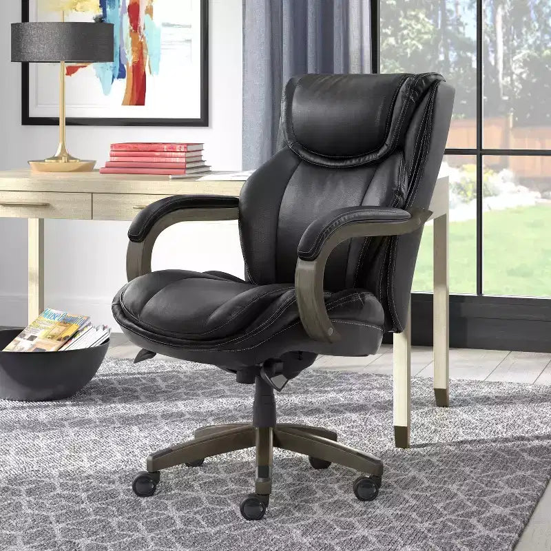 Big & Tall Executive Chair Bonded Leather Black - : Ergonomic, Adjustable, Comfort Core