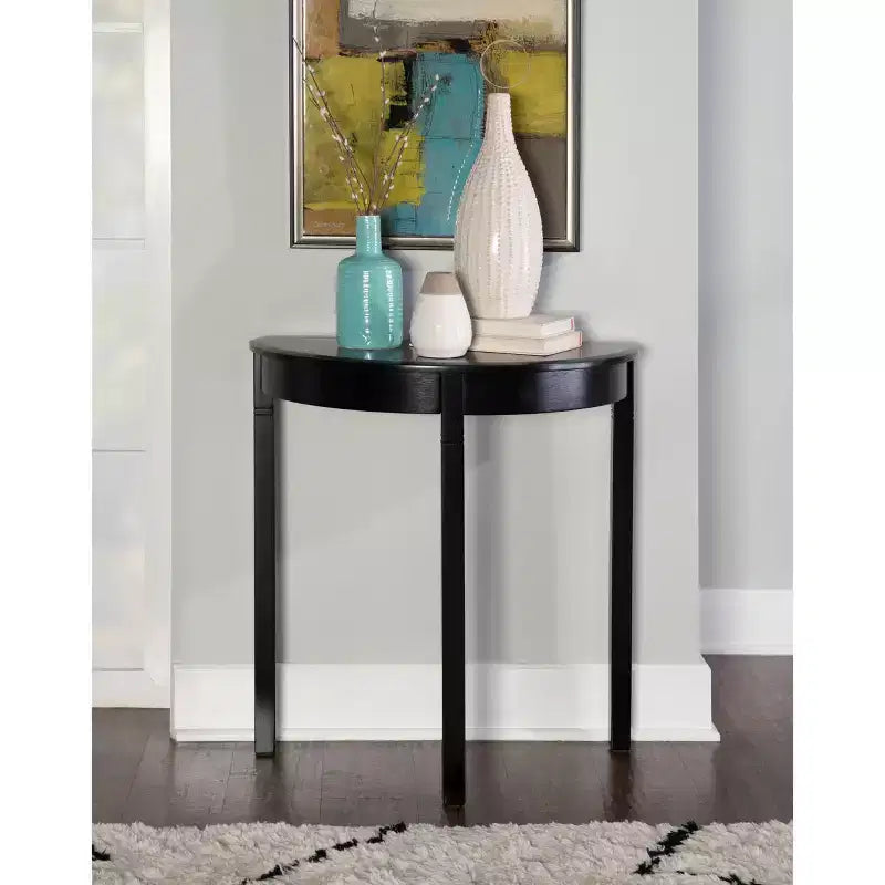 Traditional Wood Demi Lune Console Table Black Cherry