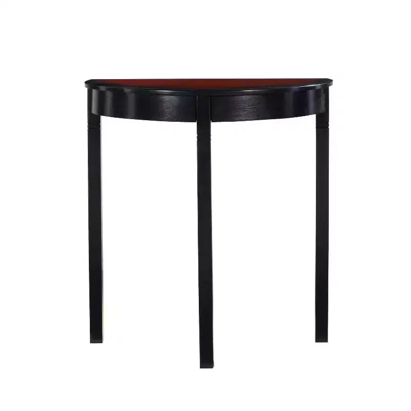 Traditional Wood Demi Lune Console Table Black Cherry