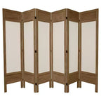 5 1/2 ft. Tall Solid Frame Fabric Room Divider - Burnt Gray (6 Panels): Hardwood, Metal Hinges, No Assembly Required
