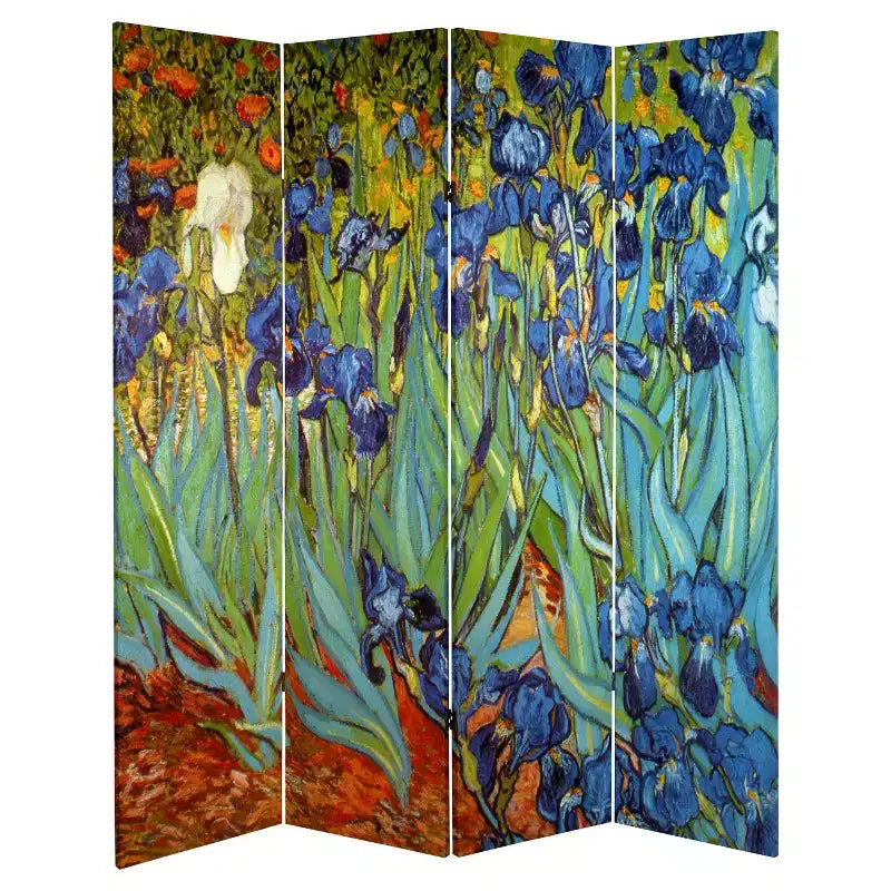 Van Gogh Fine Art Double Sided Room Divider Starry Night and Irises: Canvas Partition, No Assembly Required