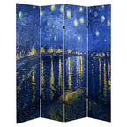 Van Gogh Fine Art Double Sided Room Divider Starry Night and Irises: Canvas Partition, No Assembly Required