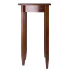 Half Moon Accent Table: Antique Walnut, Tapered Legs, Space-Saving Design