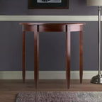 Half Moon Accent Table: Antique Walnut, Tapered Legs, Space-Saving Design