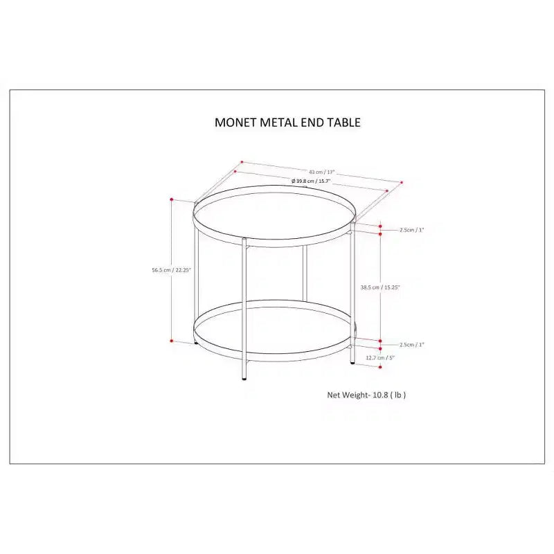 17" Metal End Table Black - : Industrial Style, Removable Tray, Iron Frame & Shelf