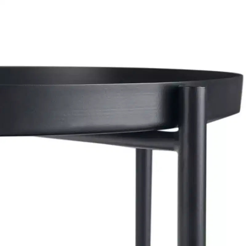 17" Metal End Table Black - : Industrial Style, Removable Tray, Iron Frame & Shelf