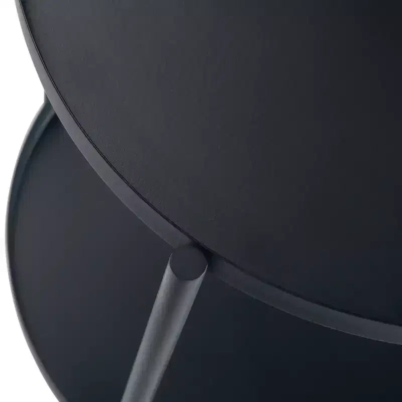 17" Metal End Table Black - : Industrial Style, Removable Tray, Iron Frame & Shelf
