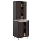 4 Door Breakroom Cabinet Espresso/Amber Gray