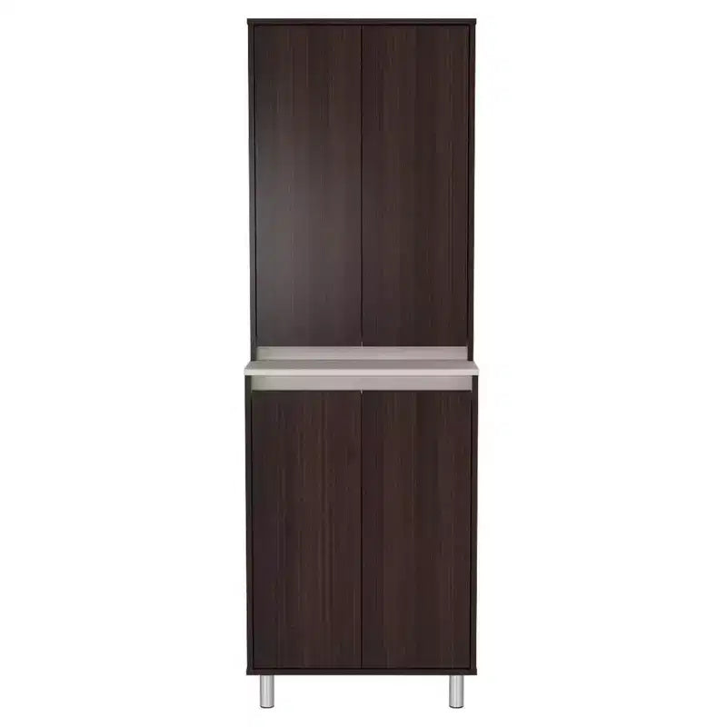 4 Door Breakroom Cabinet Espresso/Amber Gray