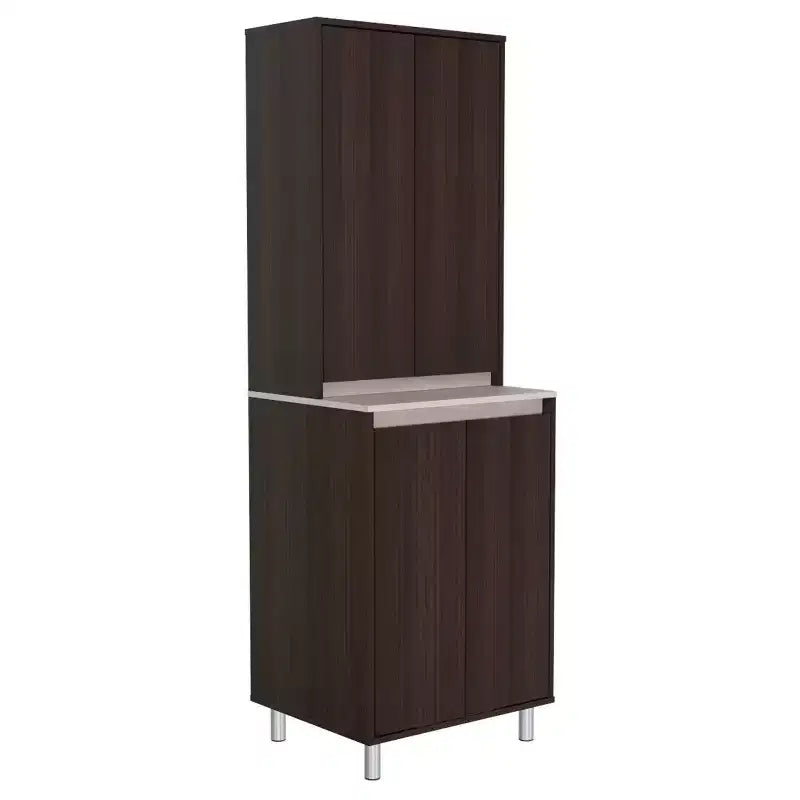 4 Door Breakroom Cabinet Espresso/Amber Gray