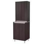 4 Door Breakroom Cabinet Espresso/Amber Gray