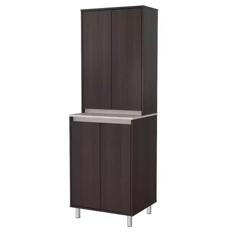 4 Door Breakroom Cabinet Espresso/Amber Gray