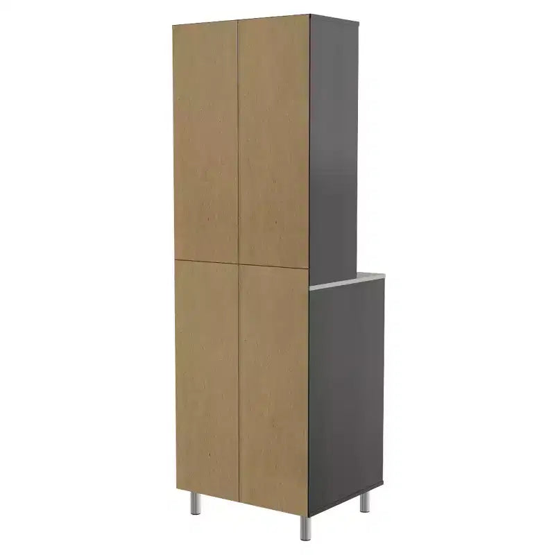 4 Door Breakroom Cabinet Espresso/Amber Gray
