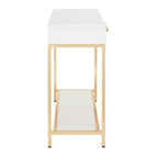 Foyer Table Gold - : Mid-Century Modern, Steel Frame, Dual Drawer Storage
