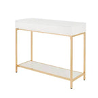 Foyer Table Gold - : Mid-Century Modern, Steel Frame, Dual Drawer Storage