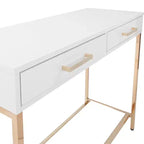 Foyer Table Gold - : Mid-Century Modern, Steel Frame, Dual Drawer Storage