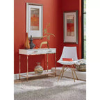 Foyer Table Gold - : Mid-Century Modern, Steel Frame, Dual Drawer Storage