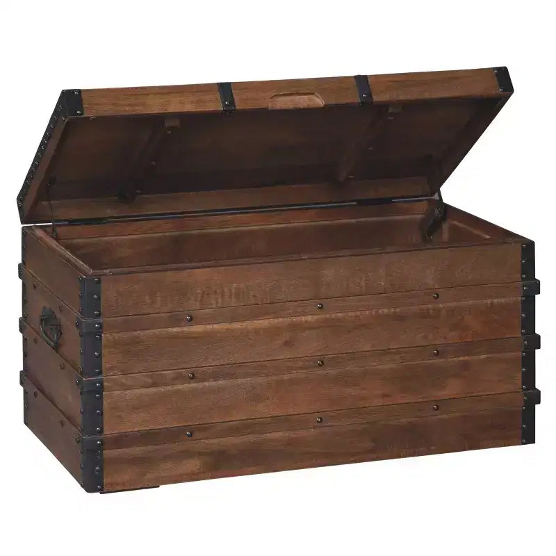 Storage Trunk Brown - : Vintage-Inspired, Coffee Table, Farmhouse Decor