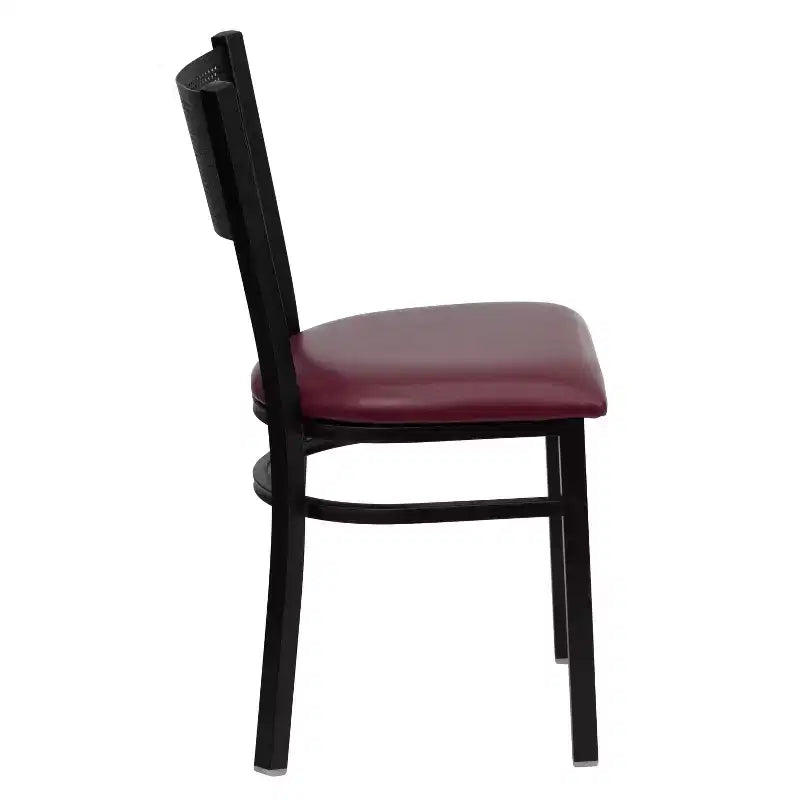 Black Grid Back Metal Restaurant Chair