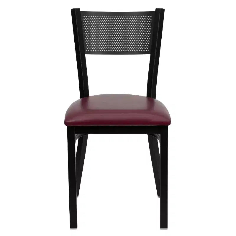 Black Grid Back Metal Restaurant Chair